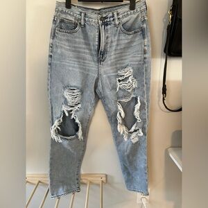 American Eagle Outfitters- Light Blue super distressed Denim Jeans-8 Reg